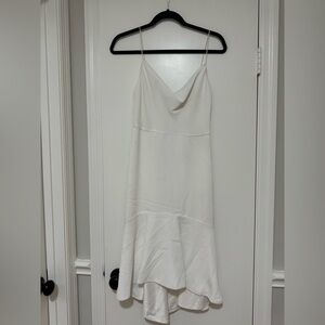 Scoop neck white midi dress